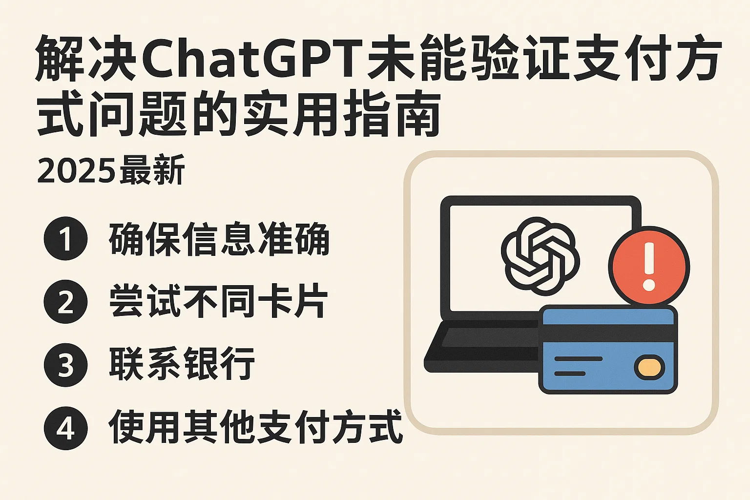 解决ChatGPT未能验证支付方式问题的实用指南（2025最新）-极速AI智能